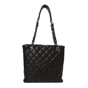 Caviar Quilted Petit Shopping Tote PST Dark Brown